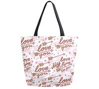 DJNGN My Love Is Flying Arrow Reusable Grocery Shopping Bag Canvas Tote Bag Large Collapsible Washable Handbag Shoulder for Women