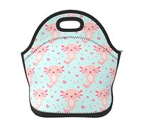 DJNGN Neoprene Axolotl Lunch Bag Durable and Waterproof Insulated Lunch Tote with Zipper for Picnic Travel Work School