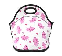 DJNGN Neoprene Cute Pigs Lunch Bag Durable and Waterproof Insulated Lunch Tote with Zipper for Picnic Travel Work School