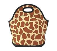 DJNGN Neoprene Giraffe Print Lunch Bag Durable and Waterproof Insulated Lunch Tote with Zipper for Picnic Travel Work School