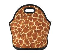 DJNGN Neoprene Giraffe Print Lunch Bag Durable and Waterproof Insulated Lunch Tote with Zipper for Picnic Travel Work School