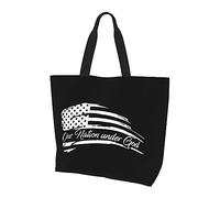 DJNGN One Nation Under God Women'S Lightweight Canvas Handbag Reusable Shopping Bag Black