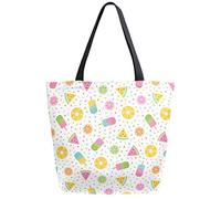 DJNGN Orange Ice Cream Reusable Grocery Shopping Bag Canvas Tote Bag Large Collapsible Washable Handbag Shoulder for Women