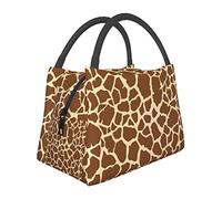 DJNGN Oversized Portable Insulation Giraffe Print Lunch Bag with Zipper and Insulation Inner Layer Portable Lunch Bag Lunch Box Tote Bag