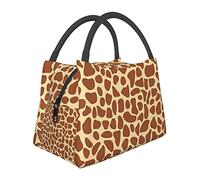 DJNGN Oversized Portable Insulation Giraffe Print Lunch Bag with Zipper and Insulation Inner Layer Portable Lunch Bag Lunch Box Tote Bag