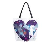 DJNGN Pair Winged Pegasus Canvas Tote Bag Reusable Grocery Bags Tote Carrying Bag with Handles