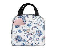 DJNGN Paisley Traditional Flower Insulated Lunch Bag for Women Reusable Lunch Box Men Food Containers Portable Cooler Bags Reusable Snack Bag for Girls Boys