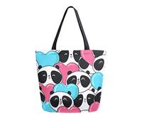DJNGN Panda Hearts Canvas Tote Bag Reusable Grocery Bags Tote Carrying Bag with Handles