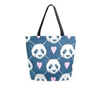 DJNGN Panda Hearts Pattern Canvas Tote Bag Reusable Grocery Bags Tote Carrying Bag with Handles
