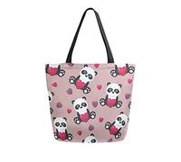 DJNGN Panda Seamless Canvas Tote Bag Reusable Grocery Bags Tote Carrying Bag with Handles