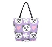 DJNGN Panda Seamless Pattern Canvas Tote Bag Reusable Grocery Bags Tote Carrying Bag with Handles