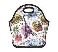 DJNGN Paris Eiffel Tower Lunch Bag Neoprene Insulated Cooler Lunch Tote Waterproof and Durable with Zipper for Kids Picnic Travel Lunch Bag
