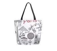 DJNGN Paris Pattern Canvas Tote Bag Reusable Grocery Bags Tote Carrying Bag with Handles