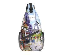 DJNGN Paris Street Scene Eiffel Tower Crossbody Chest Bag, Shoulder Bag, Weekend Outdoor Hiking Backpack, Suitable For Men And Women