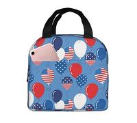 DJNGN Patriotic Balloons Insulated Lunch Bag for Women Reusable Lunch Box Men Food Containers Portable Cooler Bags Reusable Snack Bag for Girls Boys