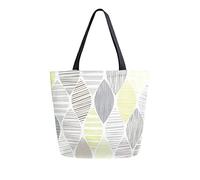 DJNGN Pattern Of Abstract Striped Leaves Canvas Tote Bag Reusable Grocery Bags Tote Carrying Bag with Handles