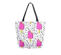 DJNGN Pattern With Bitten Ice Cream Canvas Tote Bag Reusable Grocery Bags Tote Carrying Bag with Handles