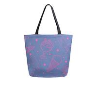 DJNGN Pattern With Ice Cream Canvas Tote Bag Reusable Grocery Bags Tote Carrying Bag with Handles