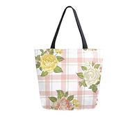 DJNGN Pattern With Roses Canvas Tote Bag Reusable Grocery Bags Tote Carrying Bag with Handles