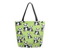 DJNGN Pattern With Sitting Cute Panda Bambo Canvas Tote Bag Reusable Grocery Bags Tote Carrying Bag with Handles