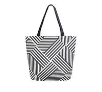 DJNGN Pattern With Stripes Canvas Tote Bag Reusable Grocery Bags Tote Carrying Bag with Handles