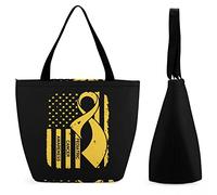 DJNGN Pediatric Cancer Awareness Flag Reusable Large Shopping Handbag Personalized Print Tote Bag for Women