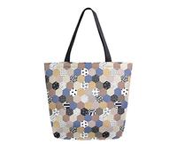DJNGN Pentagon Pattern Canvas Tote Bag Reusable Grocery Bags Tote Carrying Bag with Handles