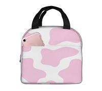 DJNGN Pink Cow Print Reusable Insulated Lunch Bag for Women Men Waterproof Tote Lunch Box Thermal Cooler Lunch Tote Bag for Work Office Travel Picnic