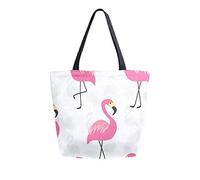 DJNGN Pink Flamingo Canvas Tote Bag Reusable Grocery Bags Tote Carrying Bag with Handles