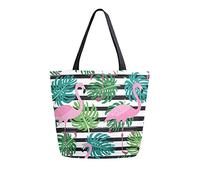 DJNGN Pink Flamingos Canvas Tote Bag Reusable Grocery Bags Tote Carrying Bag with Handles