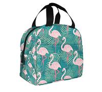 DJNGN Pink Flamingos Large Lunch Bag Lovely Animal Girly Cartoon Pet Leaves Lunch Holder for Women Men