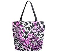 DJNGN Pink Leopard Print Extra Large Canvas Market Beach Travel Reusable Grocery Shopping Tote Bag Portable Storage HandBags
