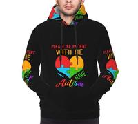 DJNGN Please Be Patient I Have Autism Hoodies Man'S Women'S Pullover Unisex Sweatshirts Hooded Sweatshirt Black