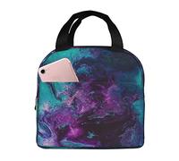 DJNGN Purple Turquoise Teal Galaxy Reusable Insulated Lunch Bag for Women Men Waterproof Tote Lunch Box Thermal Cooler Lunch Tote Bag for Work Office Travel Picnic