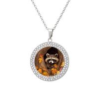 DJNGN Raccoon in The Fall Tree Hole Diamond Necklace Sparkle Pendant Necklace for Women Customizable Photo Necklace Classic Luxury Love Clavicle Neckband Fine Jewelry Anniversary Birthday Gifts