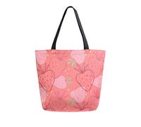 DJNGN Red Strawberry Canvas Tote Bag Reusable Grocery Bags Tote Carrying Bag with Handles