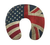 DJNGN Retro American and The Union Jack Flag Neck Pillow Soft Washable Pillow U-Shaped Pillow for Home Office Travel