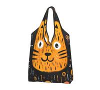 DJNGN Reusable Shopping Bags Cartoon Cat Grocery Bag Foldable Lightweight Beach Bag
