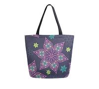 DJNGN Roma Floral Purple Canvas Tote Bag Reusable Grocery Bags Tote Carrying Bag with Handles