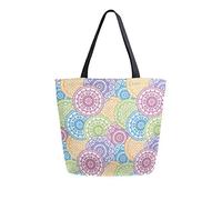 DJNGN Roma Floral Round Canvas Tote Bag Reusable Grocery Bags Tote Carrying Bag with Handles