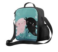 DJNGN Salamander Axolotl Lunch Bags, Reusable Insulated Lunch Box Cooler Tote Bag, Adjustable Shoulder Strap Lunch Bag for Adults and Child Picnic Meal Backpack for Outdoor Activities Work School