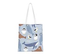 DJNGN Seals Sea Lions Penguins Seagulls Whales Casual Shoulder Bag Handbag Reusable Shopping Travel Grocery Bag Tote Gifts For Women
