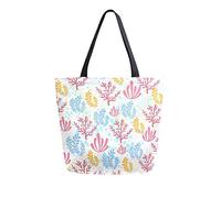 DJNGN Seamless Floral Pattern Canvas Tote Bag Reusable Grocery Bags Tote Carrying Bag with Handles