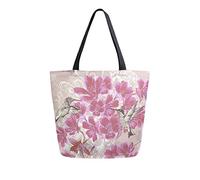 DJNGN Seamless Wallpaper Pattern In Floral Canvas Tote Bag Tote Carrying Bag Shoulder Bag for Shopping Travel bag Reusable Grocery Bags
