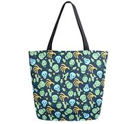 DJNGN Skull Cacti Hand Reusable Grocery Shopping Bag Canvas Tote Bag Large Collapsible Washable Handbag Shoulder for Women