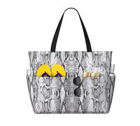 DJNGN snake skin black and white Print Large Beach Bag Women Waterproofes Foldable Zipper Totes Bag for Travel Vacation