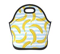 DJNGN Soft Neoprene Banana Stripe Lunch Tote Bag Lightweight Insulated Reusable Lunch Bag for Outdoor Travel Work School
