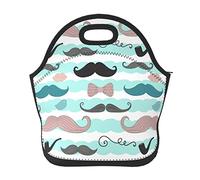 DJNGN Soft Neoprene Beard Pattern Lunch Tote Bag Lightweight Insulated Reusable Lunch Bag for Outdoor Travel Work School