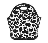 DJNGN Soft Neoprene Cow Print Lunch Tote Bag Lightweight Insulated Reusable Lunch Bag for Outdoor Travel Work School