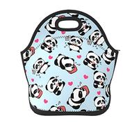 DJNGN Soft Neoprene Cute Panda Lunch Tote Bag Lightweight Insulated Reusable Lunch Bag for Outdoor Travel Work School